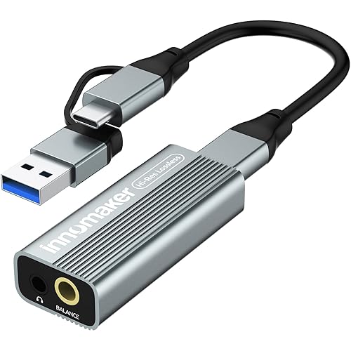 InnoMaker Portable USB HiFi Sound Card/Headphone Amplifier/Desktop USB HiFi Amps with 4.4mm/3.5mm Dual Outputs Supports PCM 384kHz/DSD256 High