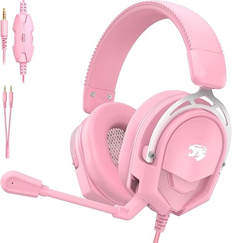 IYGR K98 Wired Gaming Headset, Durable Aluminum Frame Gaming Headset with Memory Earmuffs, 50mm Dynamic Drivers Stereo Surround Sound, Over Ear