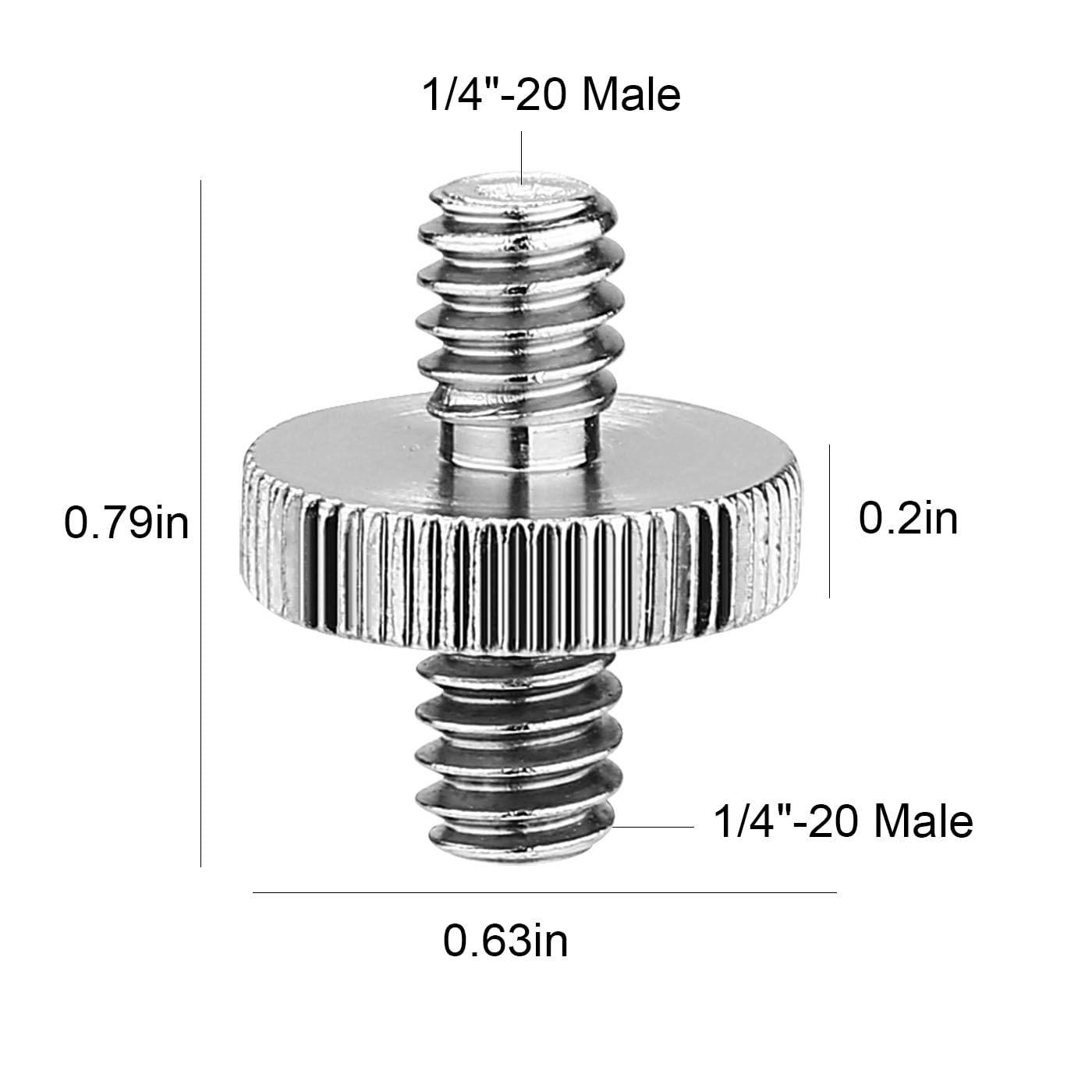 6 Pack International Standard 1/4"-20 Male to 1/4"-20 Male Threaded Tripod Screw Adapter Standard Tripod Mounting Thread Camera Screw Adapter