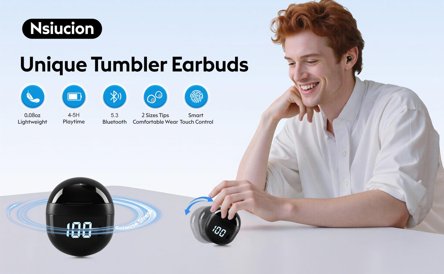 Invisible Mini Sleep Earbuds Wireless Bluetooth, Ultra-Light Comfort Fit Sleep Headphones for Side Sleepers, Unique Tumbler Portable Charging Case…