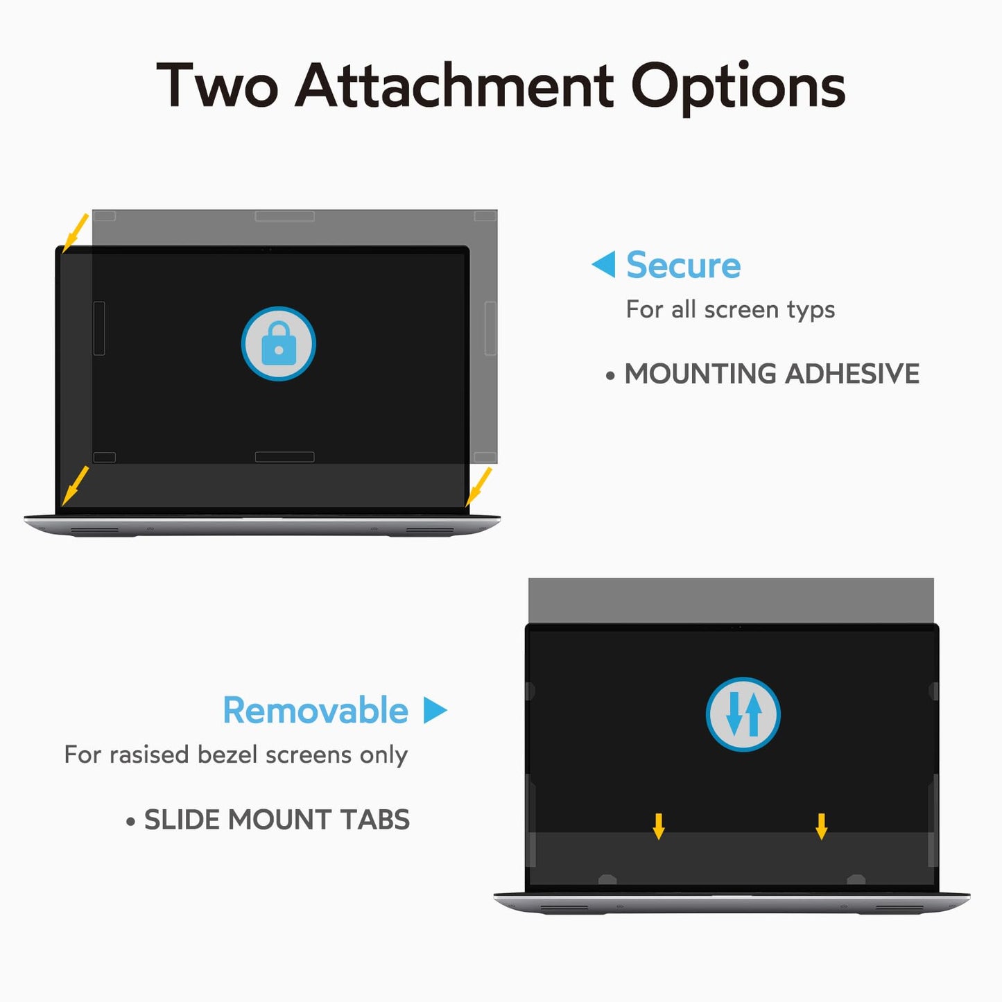 MOBDIK 15.6 Inch Laptop Privacy Screen Filter for 16:9 Aspect Ratio, Anti-Glare, Anti-Spy, UV Blocking - 2 Pack