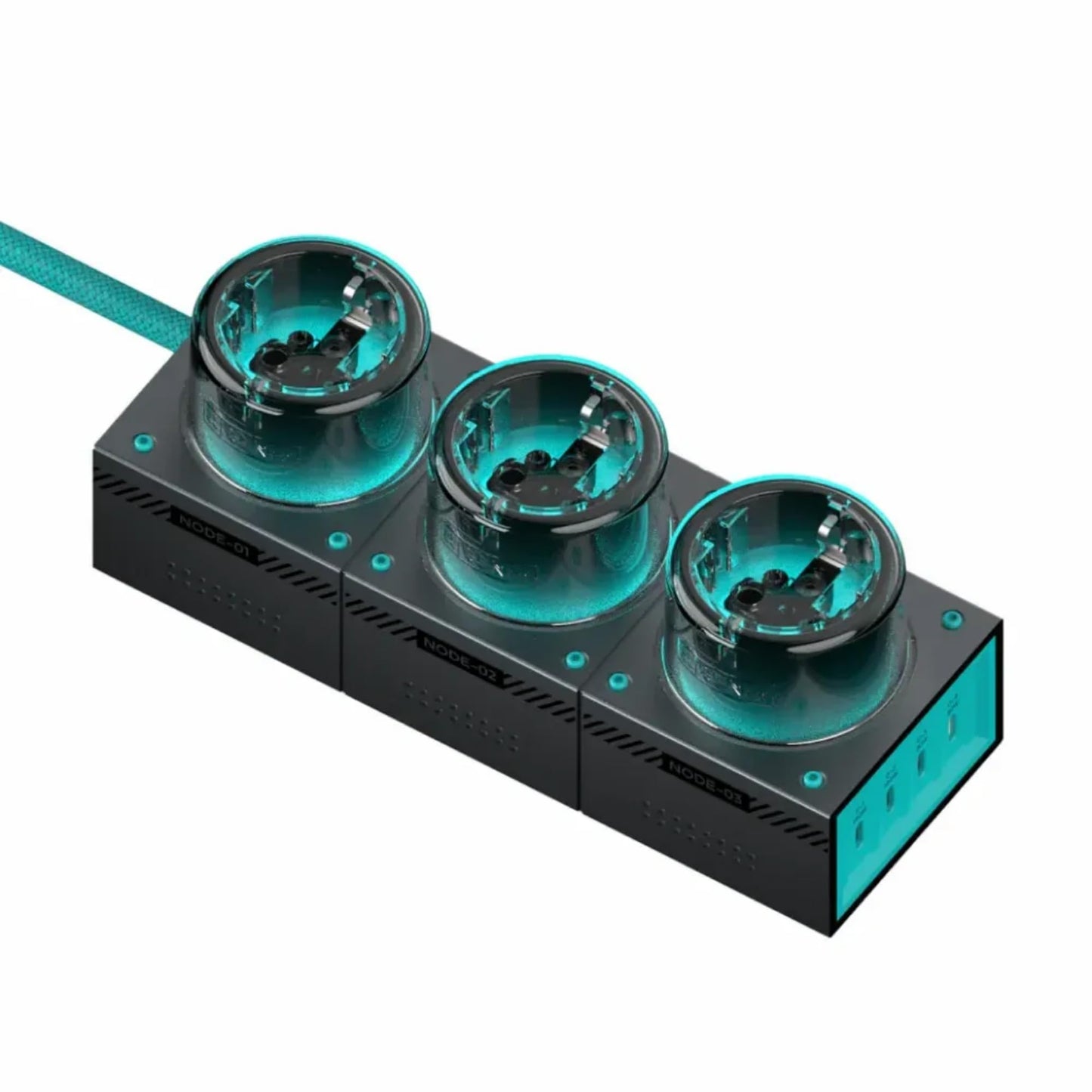 GENKI Moonbase 240W GaN Desktop Charger, Power Strip 7-Port Power Hub with 3 AC Outlets & 4 USB-C Ports (140W Max), Compact Design
