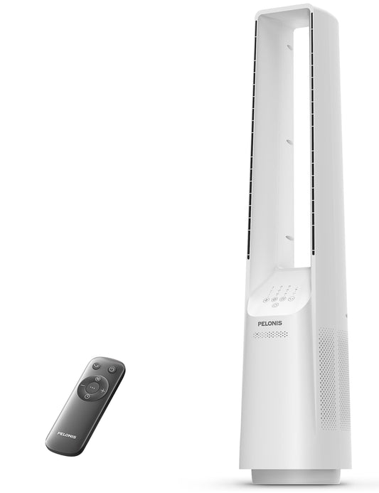 PELONIS 40" 90° Oscillation Bladeless Fan for Bedroom with Remote, White