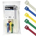 Kable Kontrol Zip Ties Assorted Sizes 650 Pcs Variety Pack Kit, 4+8+11 Inch Zipties Multi Pack Cable Tie Wraps, UV Resistant Nylon Wire Ties,