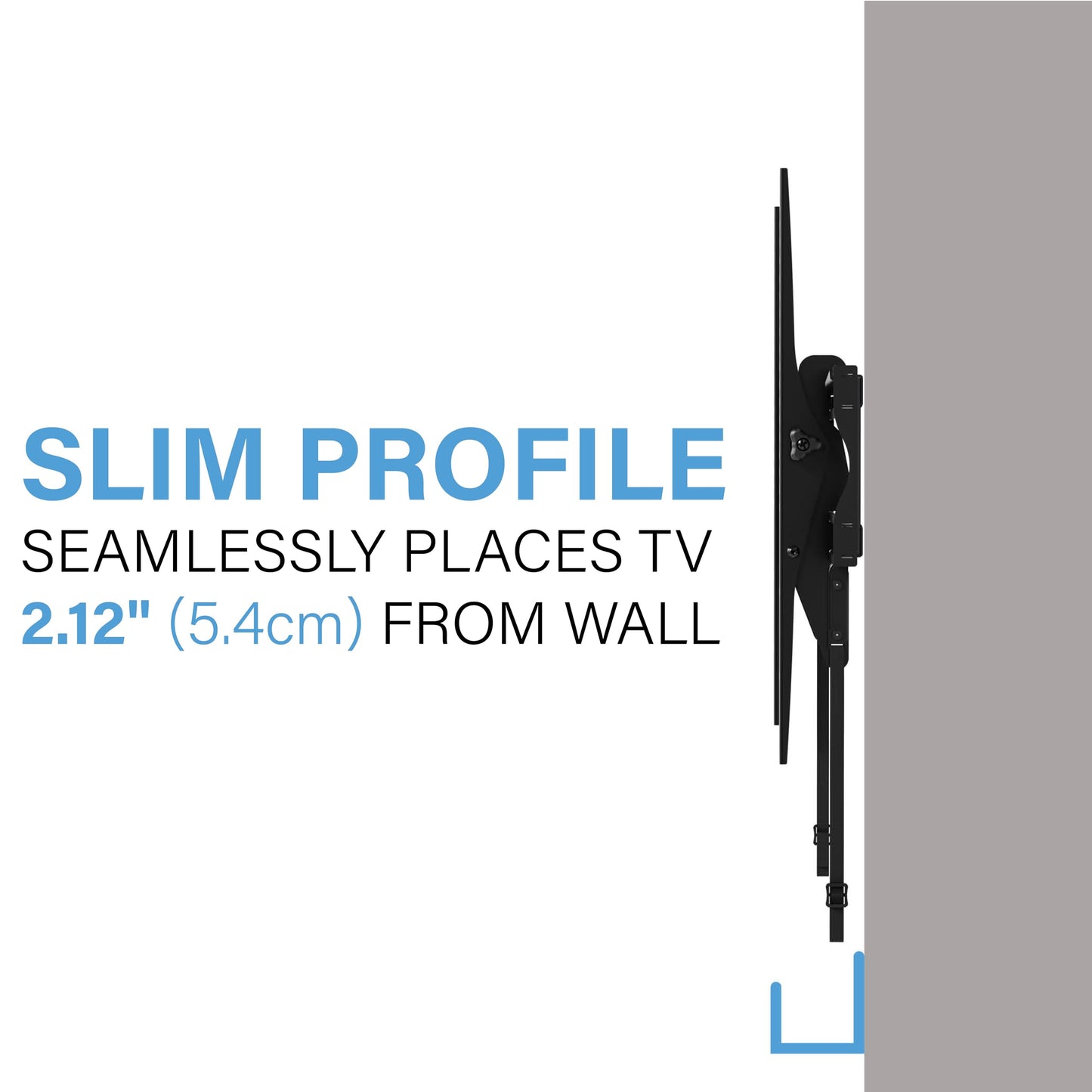 SANUS Tilting TV Wall Mount for 42”-90” TVs up to 130 lbs - Low Profile TV Mount with Smooth, Tool-Free Tilt to Reduce Glare - Fits 16” & 24” Studs
