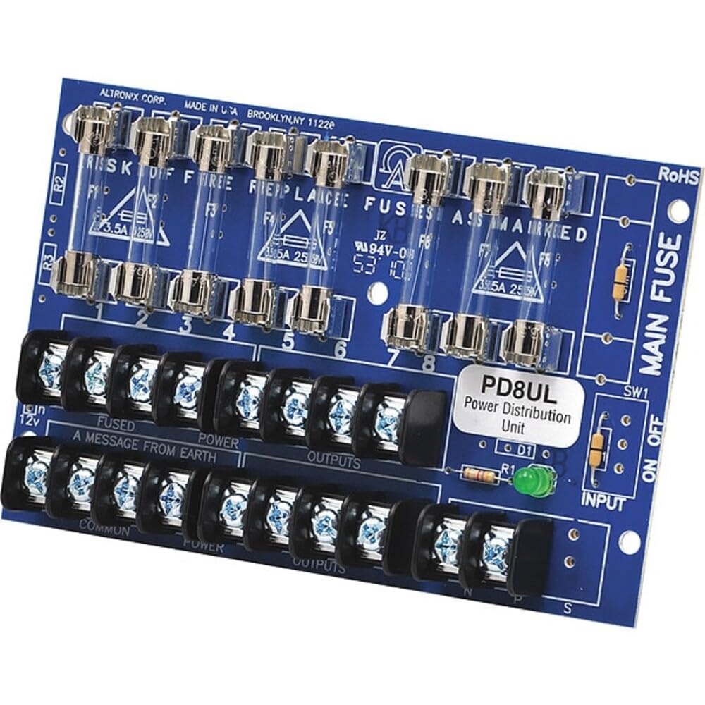 ALTRONIX PD8UL 2.5 AMP PER Output MAX, 28 VAC/DC OUTPUTS, Power Distribution Module, Power LED Indicator