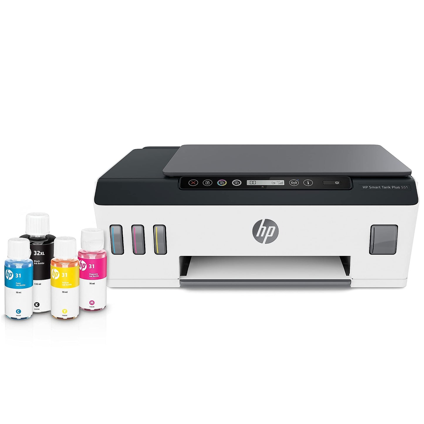 HP Smart Tank Plus 551 Wireless All-in-One Ink Tank Printer, up to 2 Years of Ink in Bottles, Mobile Remote Print, Scan, Copy, Works with Alexa