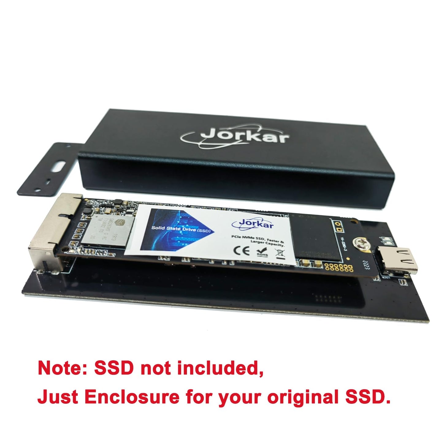 Jorkar External USB-C 3.2 SSD Enclosure for MacBook Air/Pro 12+16 PIN SSDs, Hard Drive Reader for A1466 A1465 A1502 A1398 SSDs mid 2013-2017, Portable