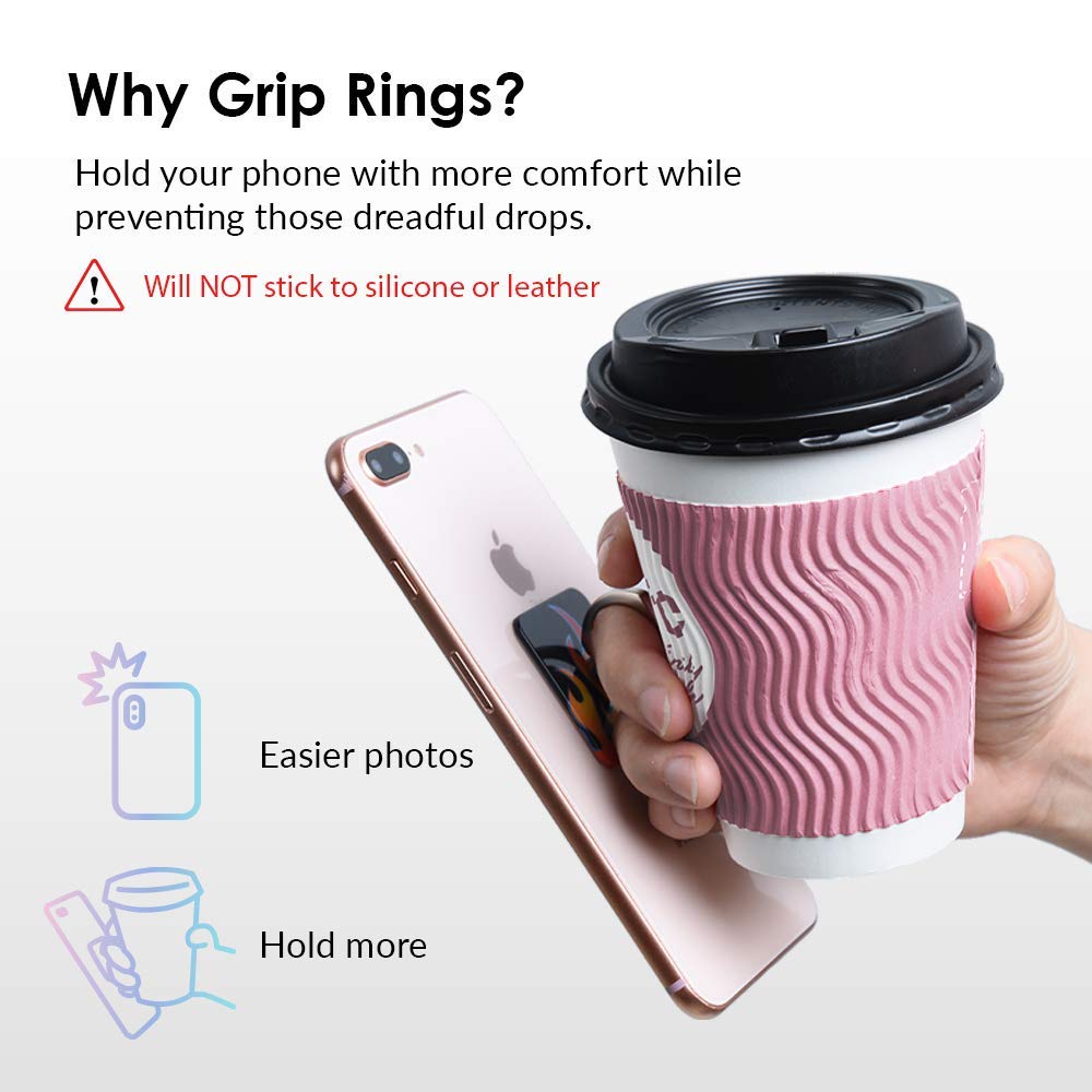 Velvet Caviar Cell Phone Ring Holder - Finger Ring & Stand - Improves Phone Grip Compatible with iPhone, Galaxy and Most Cases (Except