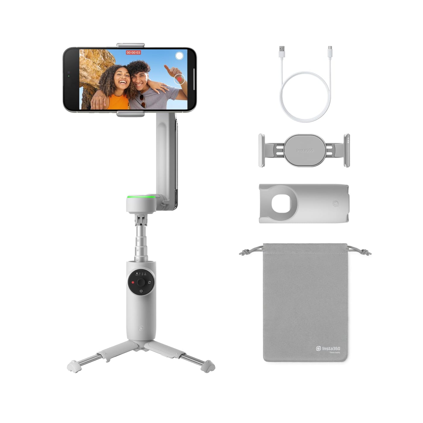 Insta360 Flow Pro - AI-Powered Gimbal Stabilizer for Smartphone, Apple DockKit Enabled, 360º Infinite Pan Tracking, 3-Axis Stabilization, Built-in