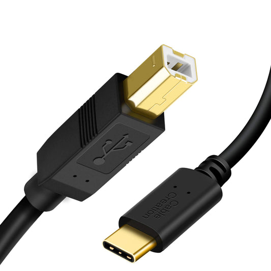 CableCreation USB B to USB C Printer Cable 6.6FT, Type B to Type C Printer Cord for MacBook Pro, Air, MIDI Cable for Yamaha Casio Digital Piano, MIDI