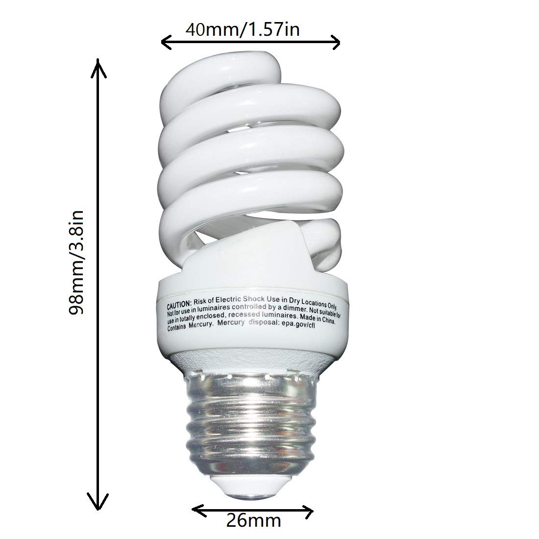 UNITEDLUX 13 Watt (60 Watt) Compact Fluorescent Light, Soft White 2700K, 1040LM, Spiral Medium Base CFL Light Bulbs (4 Pack)