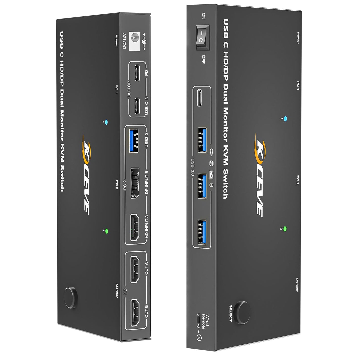 USB C KVM Switch 2 Monitors 2 Computers USB C Dual Monitor KVM Switch for Laptop & Desktop, USB 3.0 MST Dual HDMI 4K@60Hz, PD 87W for Laptop