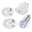 iPhone Car Charger,Dual Port USB C Fast Car Chargers,40W Type C i Phone Charger for Cars Quick Charging+2pack 3.3ft Lightning Cable + 20W USBC PD Plug