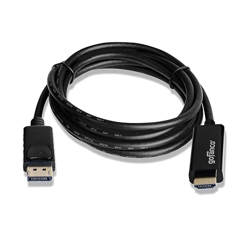 gofanco 6 Ft. DisplayPort 1.2 to 4K HDMI Cable Adapter [Gold Plated] for DP Systems to HDMI Ultra HDTVs or Monitors (DP4kHDMI6F)