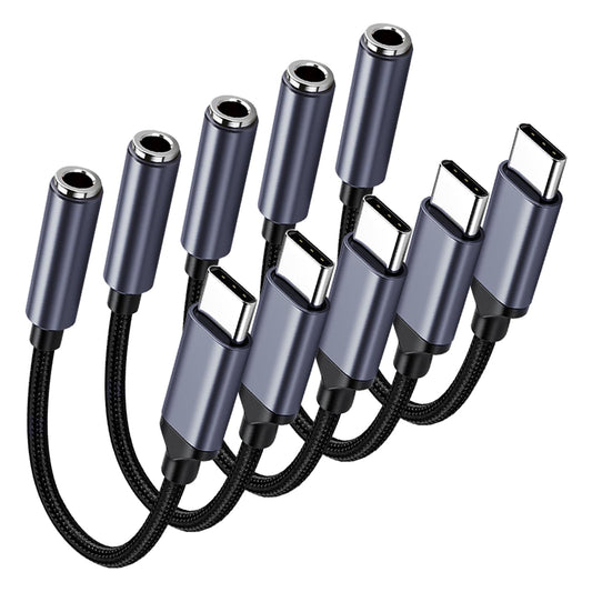 5 Pack USB C to 3.5mm Headphone Jack Adapter Type C Audio Aux Cable Dongle Compatible with iPhone 16/15/15 Plus/15 Pro/15 Pro Max/iPad/Pixel, Samsung