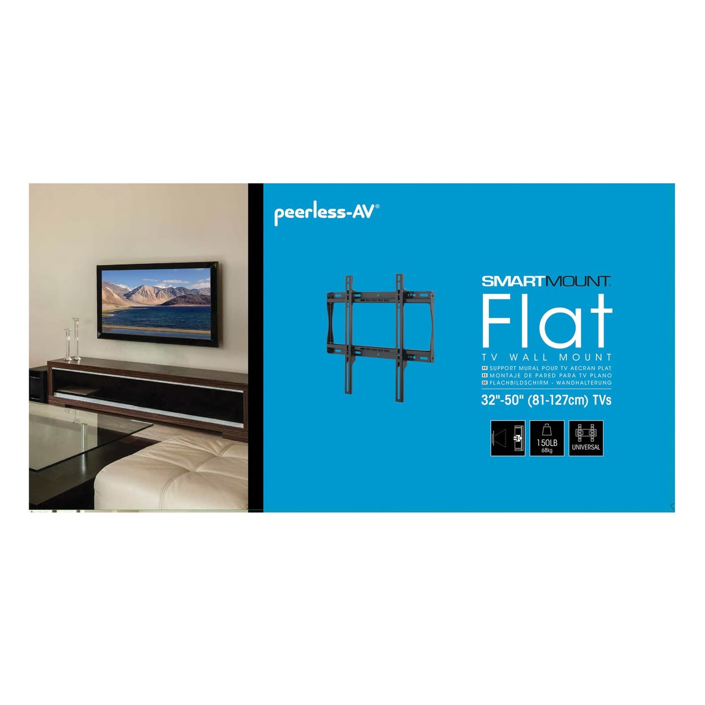 Peerless SF640P Universal Fixed Low-Profile Wall Mount for 32" - 50" Displays (Black/Non-Security)