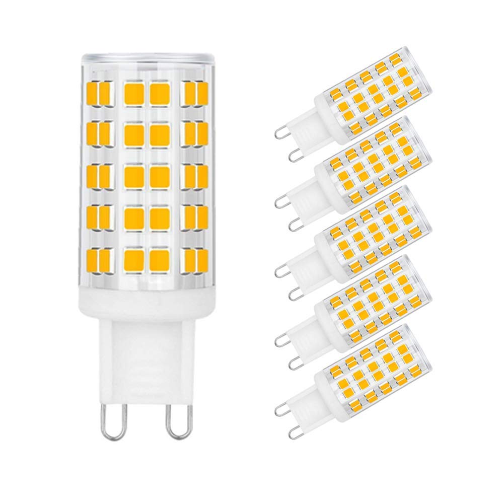 OHLGT G9 LED Bulbs Dimmable 6W (60W Halogen Bulb Equivalent), Warm White 3000K, 110V-130V, 500LM Bi Pin for Home Lighting, 6Packs