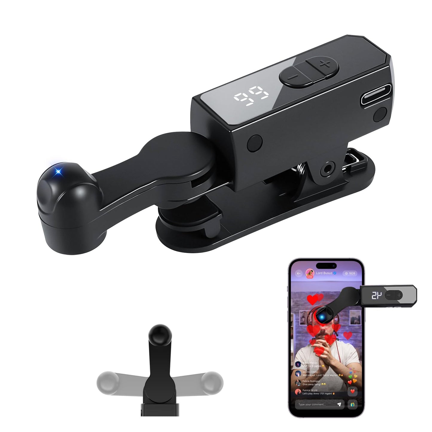 Rechargeable Auto Clicker for iPhone Android, Wireless Screen Tappers for Tiktok, Portable Phone Tapper for Smartphone, Live Broadcasts Likes