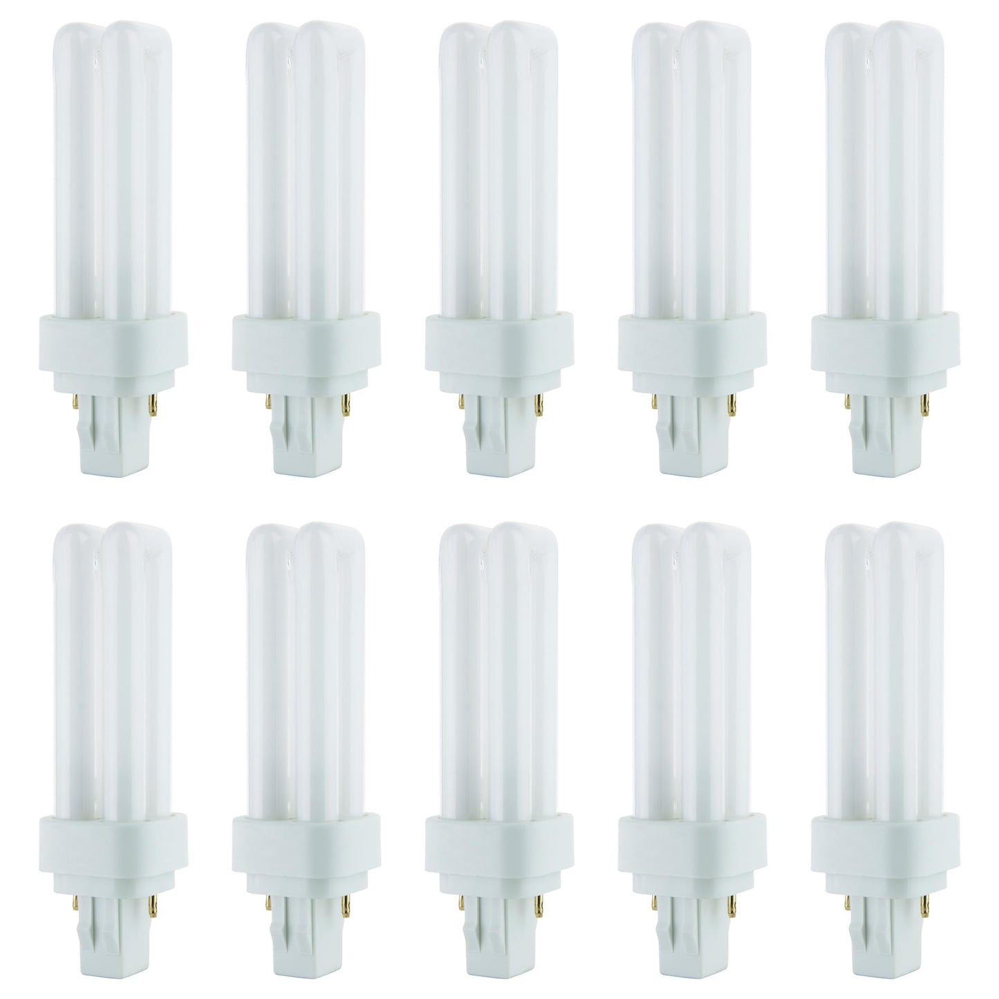 Sunlite 40543 PLD13/SP65K/10PK Double Twin Tube Compact Fluorescent Lamp, PLD 2-Pin, 13 Watts, 660 Lumens, 6500K Daylight, 2-Pin (GX23-2) Base, 10