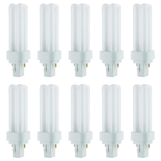 Sunlite 40543 PLD13/SP65K/10PK Double Twin Tube Compact Fluorescent Lamp, PLD 2-Pin, 13 Watts, 660 Lumens, 6500K Daylight, 2-Pin (GX23-2) Base, 10