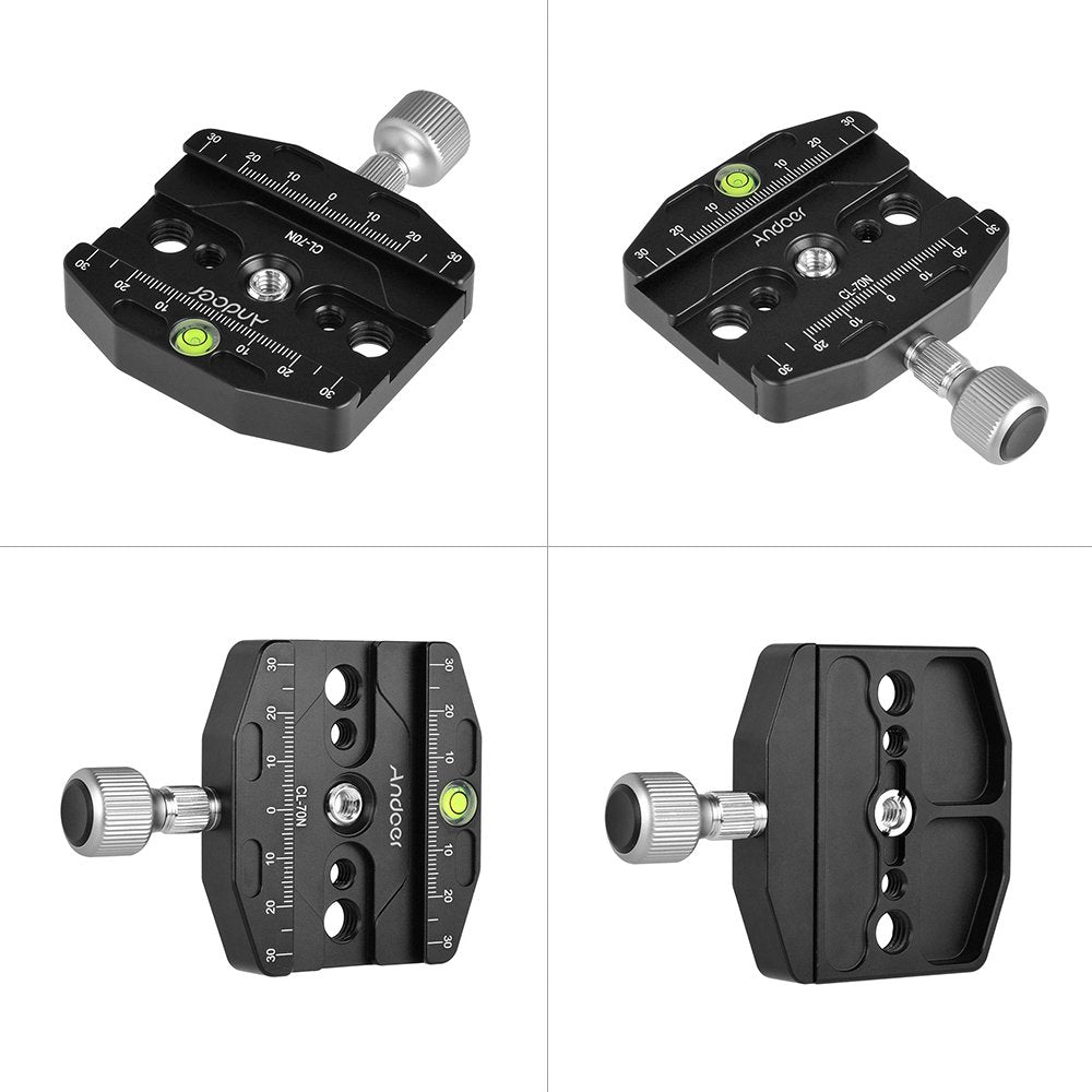 Andoer 70mm Quick Release Plate Clamp Photography Accessories 1/4 3/8inch Thread for Manfrotto 410 for Arca Swiss Tripod Ballhead
