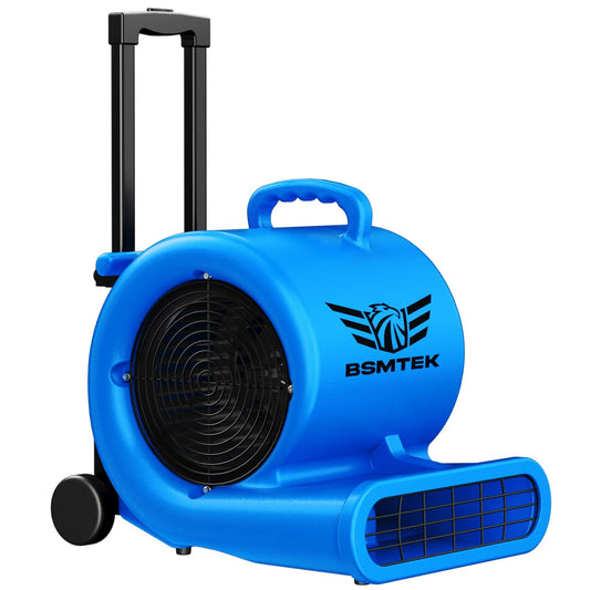 BSMTEK 5000 CFM 1HP Air Mover Blower Fan, Floor Blower Dryer, 3 Speeds, 4 Adjustable Angles, Handle Wheelkit, 15Ft Long Cord Portable, Stackable