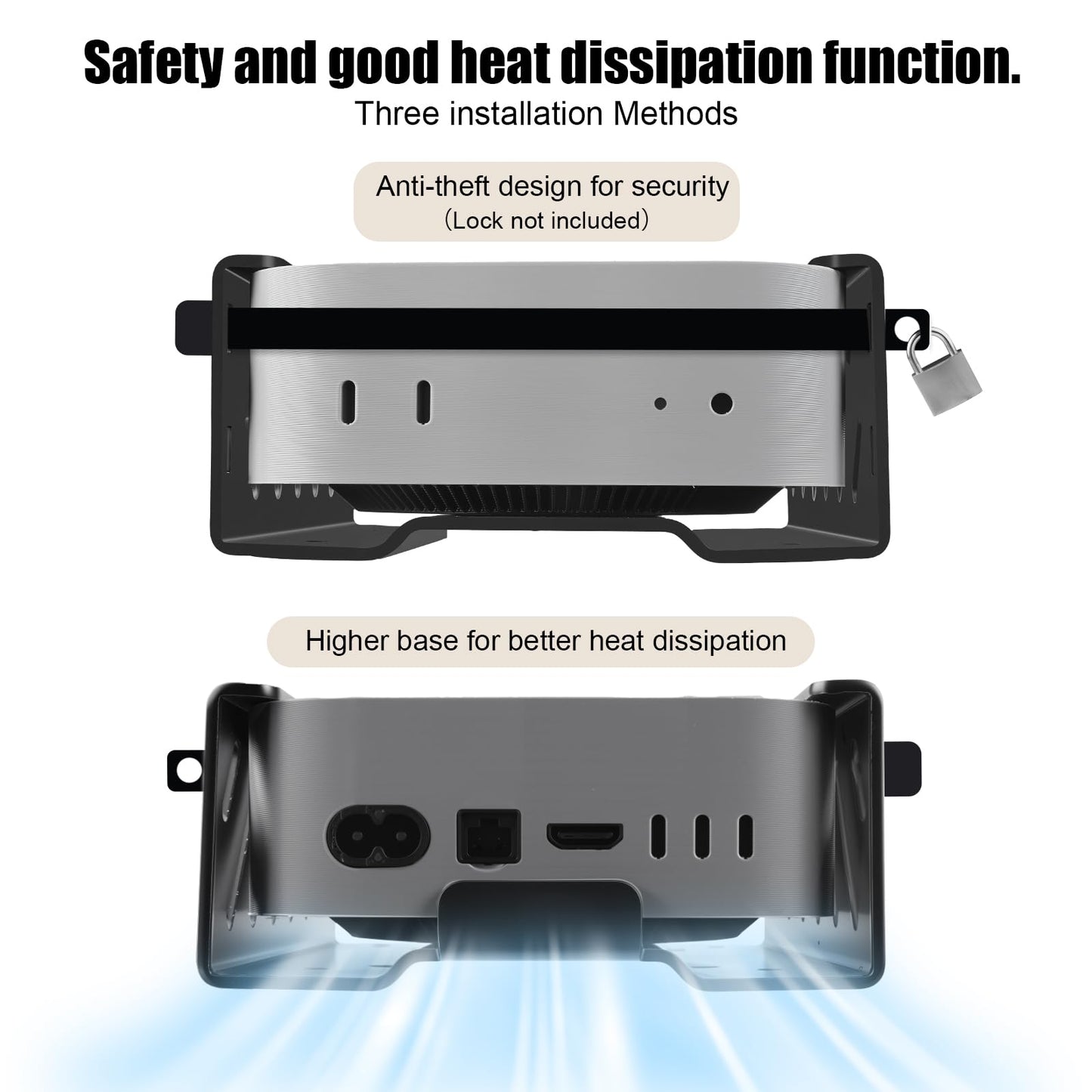 JinLunar Metal Mac mini PC Mount Compatible with 2024 Mac mini M4/M4 Pro Stand VESA Mount with Anti-Theft,Under Desk Mount and Wall Mount with Lock