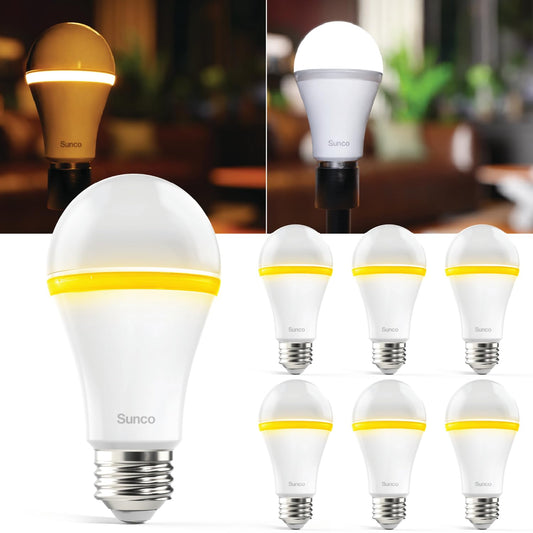 Sunco 6 Pack A19 LED Bulbs with Built-in Night Light, Dimmable