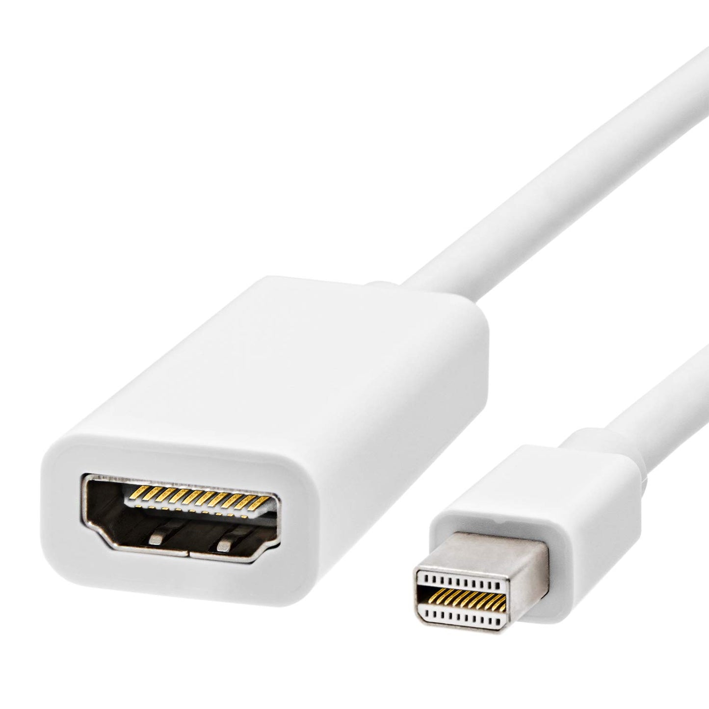 Mini Display Port to HDMI Cable - Mini DP Male to HDMI Female Video Adapter - 6 Inches, White
