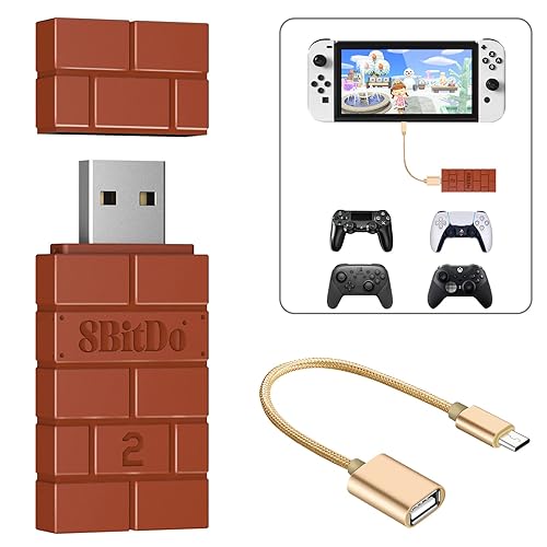 8BitDo USB Wireless Controller Adapter 2 Converter Dongle for Switch 2/Switch LCD/OLED,Windows,Raspberry Pi, PS5/PS4/PS3 Controller,Xbox Series