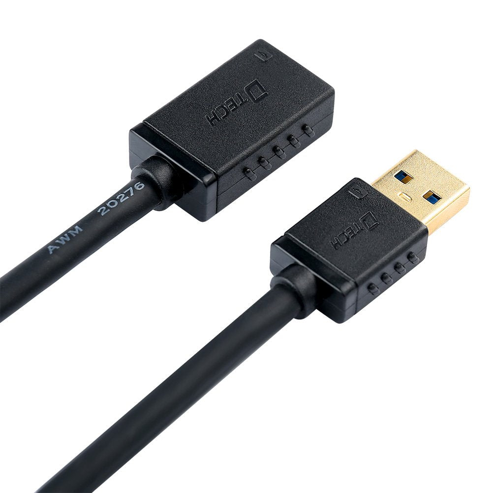 DTECH USB 3.0 Extension Cable 10ft Type A Male to Female Adapter with Gold Plated Connector (Black, 10 Feet)