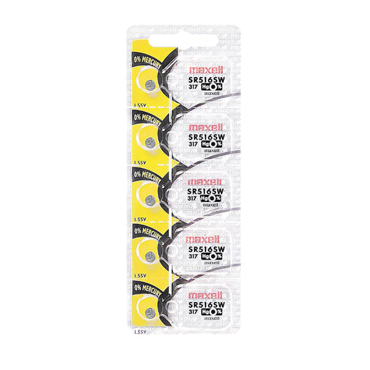 5pk Maxell SR516SW SR62 317 D317 Silver Oxide Watch Battery