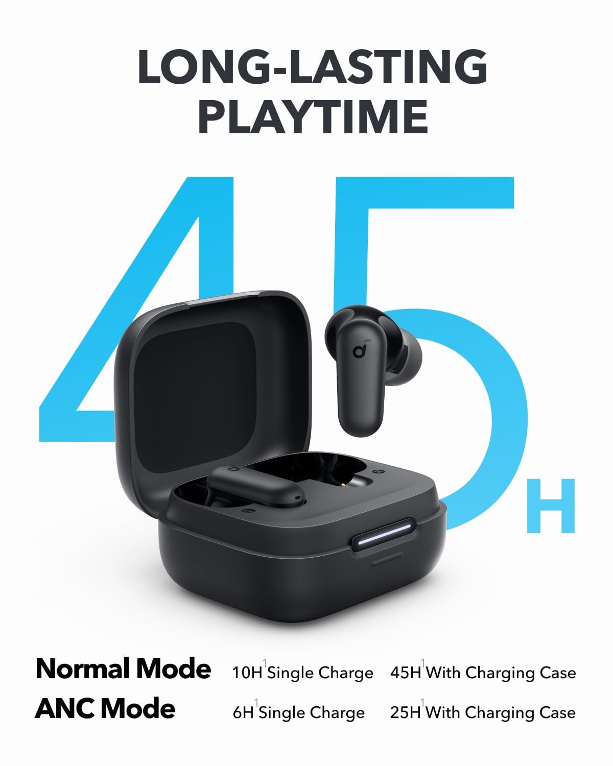 Soundcore P30i by Anker Noise Cancelling Earbuds, Strong and Smart Noise Cancelling, Powerful Bass, 45H Playtime, 2-in-1 Case and Phone Stand, IP54