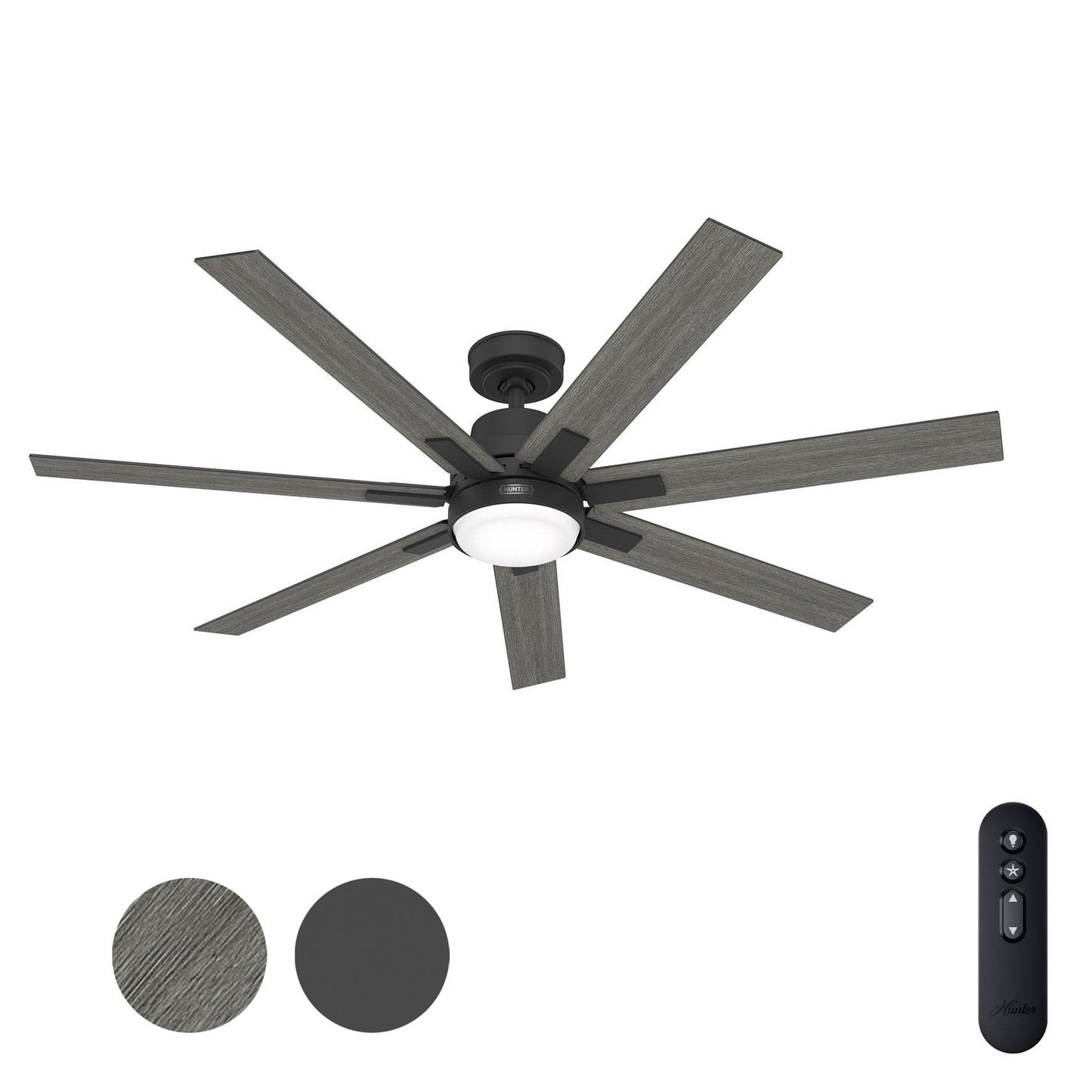 Hunter Fan 70 inch Matte Black Indoor Ceiling Fan with Light and Remote for Bedroom, Large Room/Great Room, Dining Room, Kitchen, Office (Renewed)