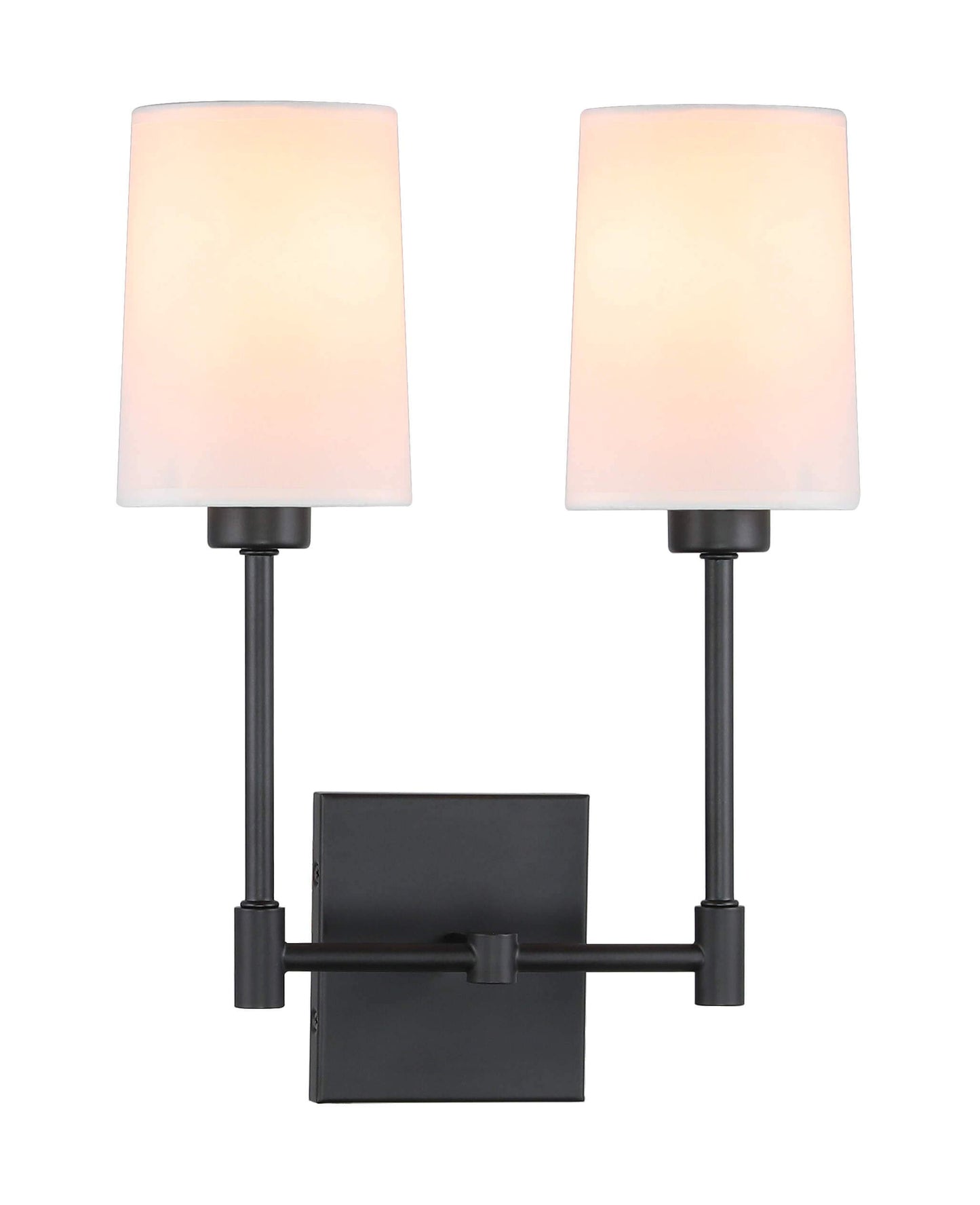 XiNBEi Lighting Wall Lamp, 2 Light Black Bedroom Wall Light with Fabric Shade for Bedside & Living Room XB-W1215-2-MB