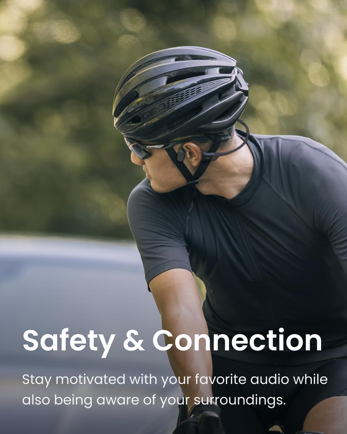 SHOKZ OpenRun Bone Conduction Open-Ear Bluetooth Sport Headphones, Black