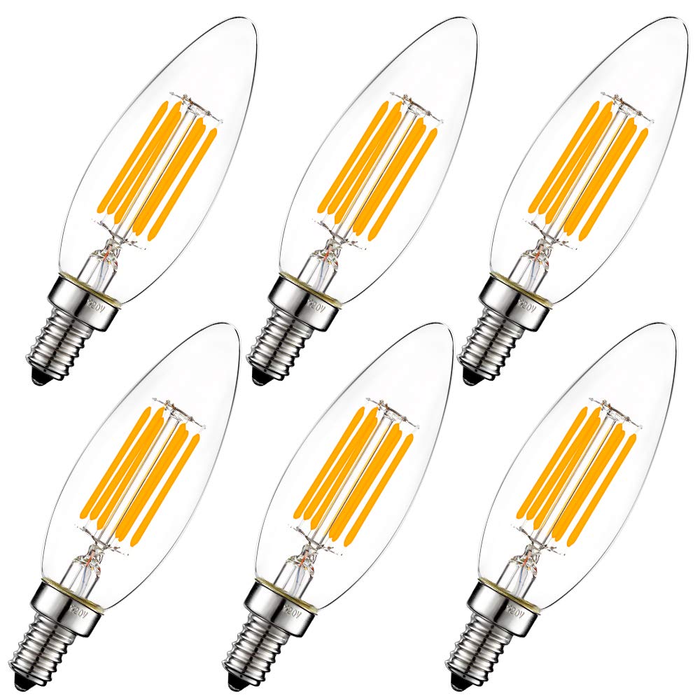 LiteHistory B10 Light Bulb,E12 Candelabra Bulb 60 watt,Dimmable,2700K Clear