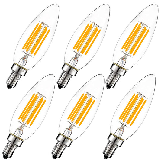 LiteHistory B10 Light Bulb,E12 Candelabra Bulb 60 watt,Dimmable,2700K Clear