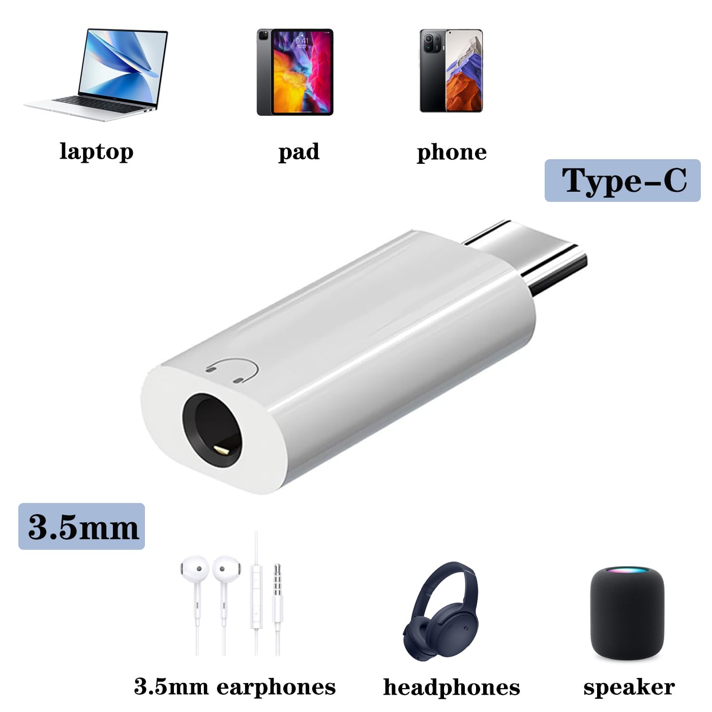 Liaoan USB C to 3.5mm Headphone Jack Adapter, 3.5mm to USB C Adapter, Compatible with Phone17/ 16 Pro Max 15 Pro Max, Galaxy S24 S23 S22, Pixel, Pad