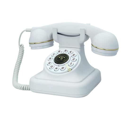 Retro Landline Phones for Home, TelPal White Old Fashion Phone, 1930's Push Button Antique Telephone, Large Button Vintage Corded Telephones, Power