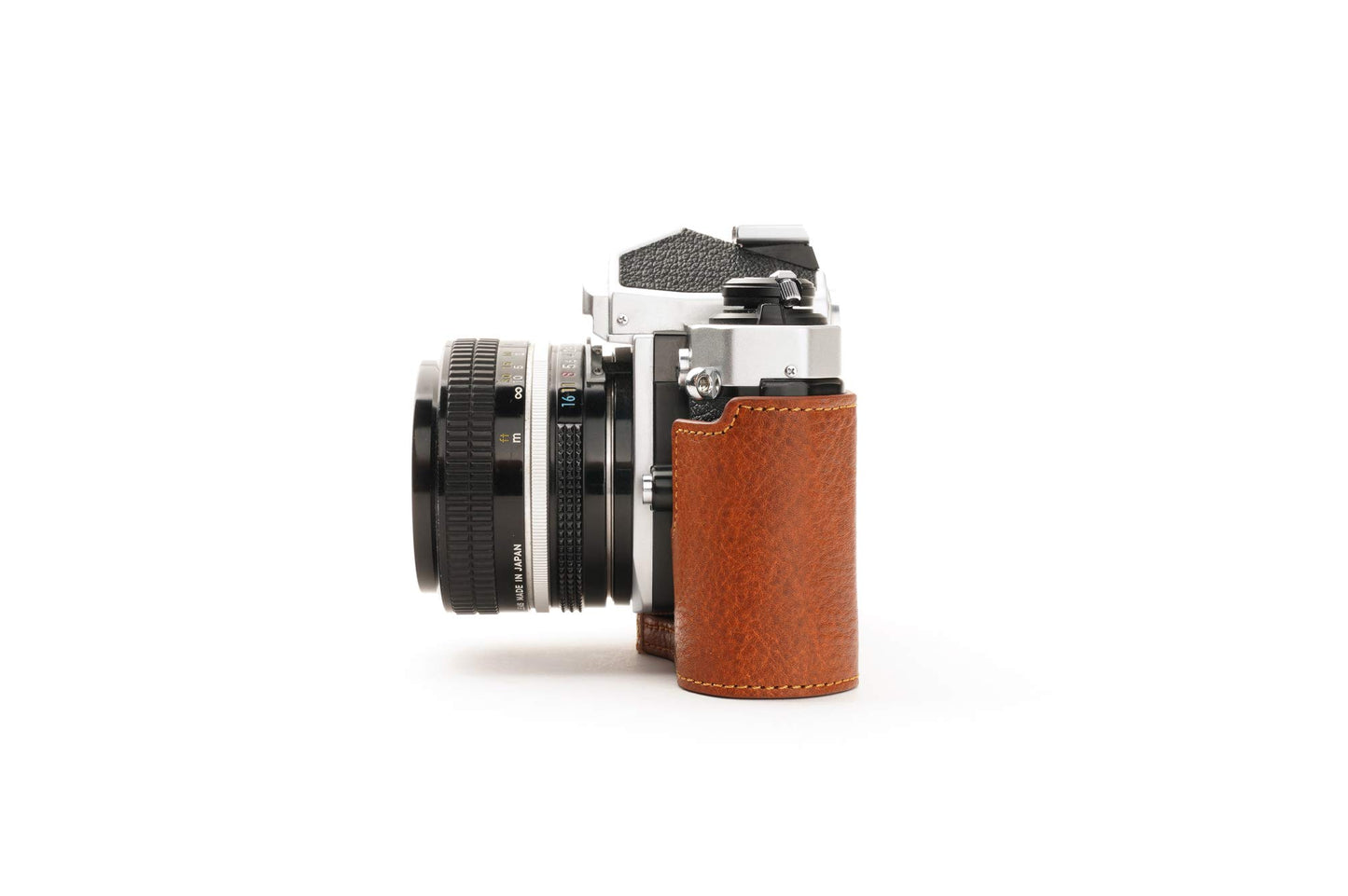 FM2 Case, BolinUS Handmade Genuine Real Leather Half Camera Case Bag Cover for Nikon FM2 FM FE FM2n FE2 with Hand Strap (LavaBrown)