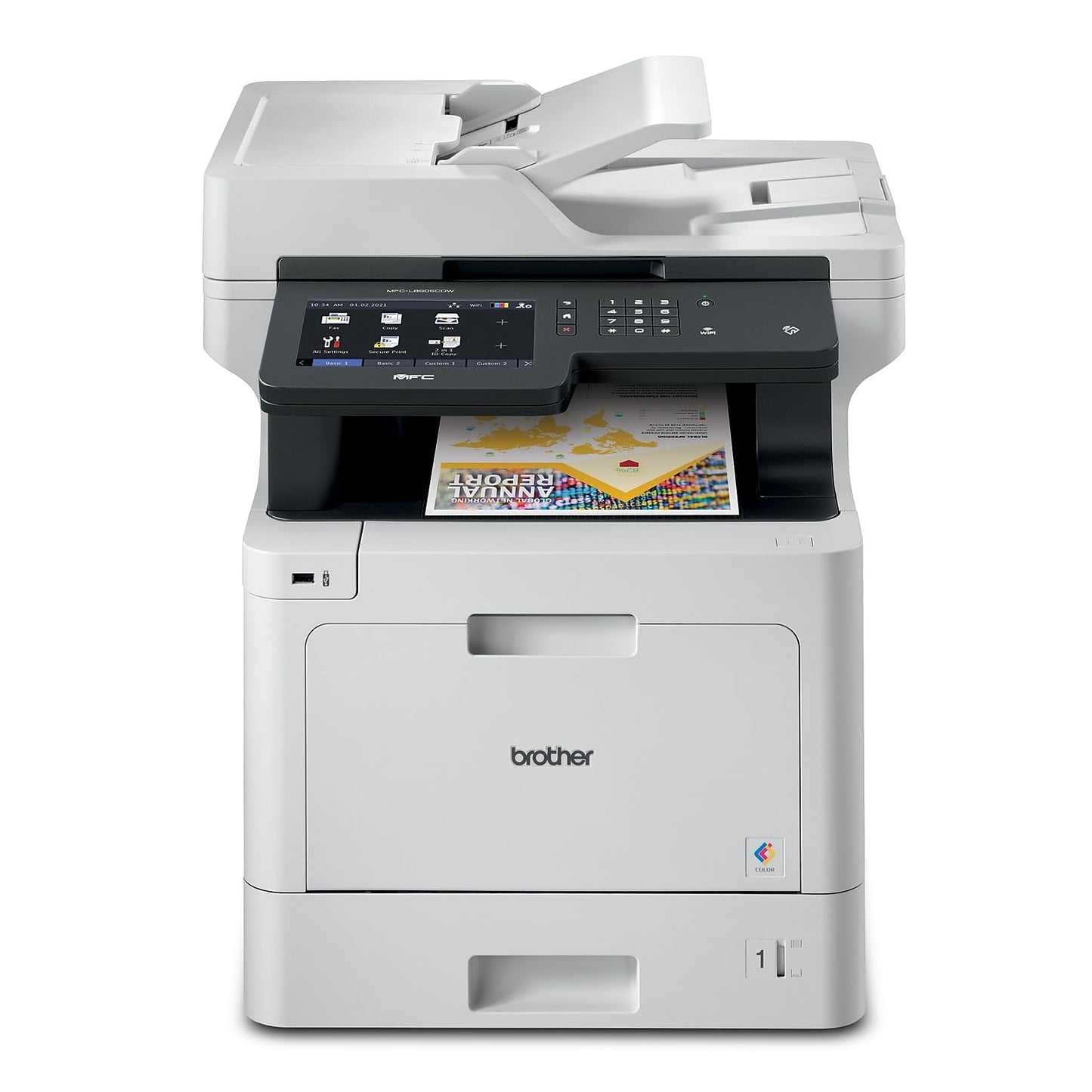 Brother Color Laser All-in-One Printer with Advanced Security, High-Speed 33ppm Printing, Wireless Network, 7 in Touchscreen, Duplex Print and Scan