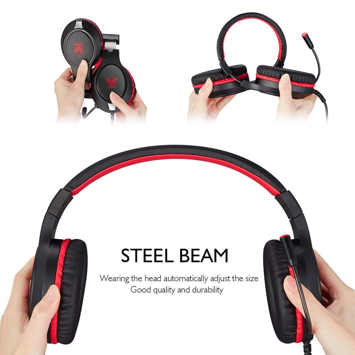 Gaming Headset for Nintendo Switch, Xbox One, PS4, PS5, Bass Surround and Noise Cancelling with Flexible Mic, 3.5mm Wired Adjustable Over-Ear