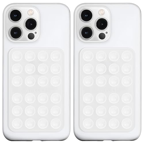 Anteel 2 Pack Silicone Suction Phone Case Adhesive Mount, Upgraded Thickened and Enhanced Suction Power Sticky Phone Grip, Hands-Free Sticky Phone