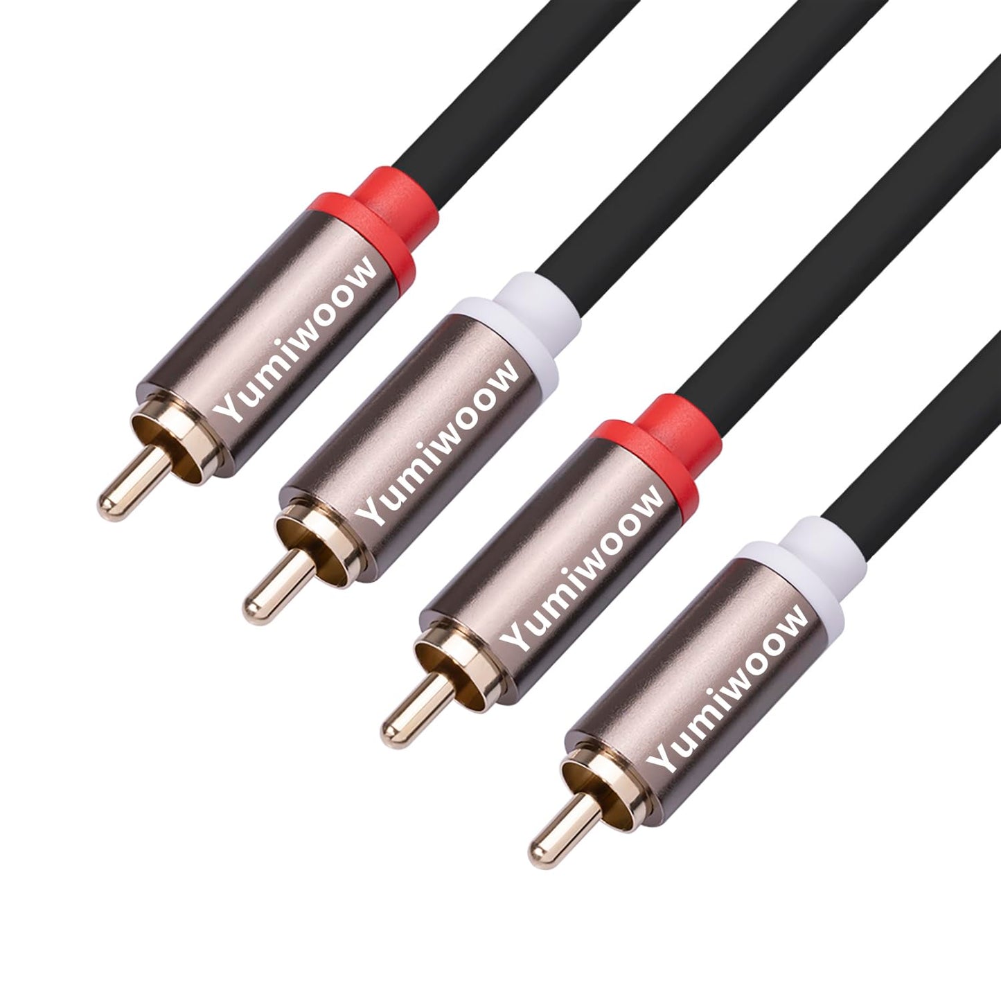 Yumiwoow RCA Cables 2 Pack[Hi-Fi Sound, PVC Jacket, Shielded], 2-Male to 2-Male RCA Audio Stereo Subwoofer Cable Auxiliary Cord for Home