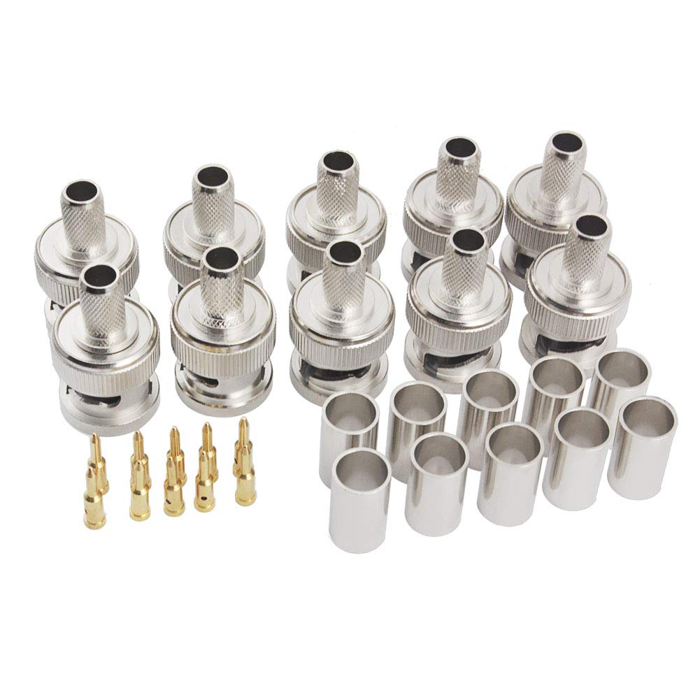 eifagur BNC Male Q9 Plug Crimp for RG8X RG-8X Mini-RG8 LMR240 50 Ohm Coax Cable Straight RF Coaxial Adapter Connector ?Pack of 10?