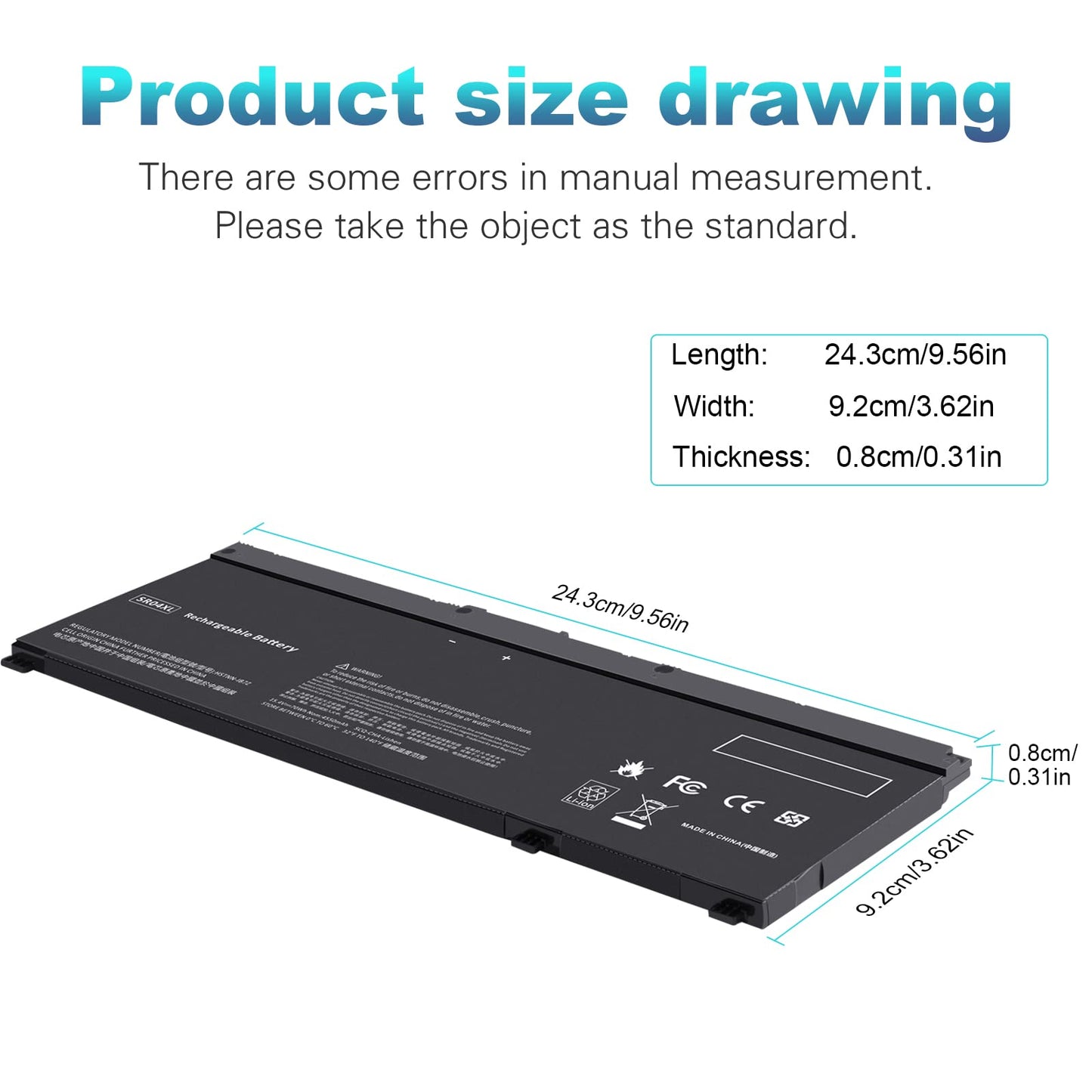 70Wh SR03XL SR04XL SRO4XL Laptop Battery for Hp 917678-171 917678-1B1 917678-2B1 917724-855 HSTNN-DB7W HSTNN-IB7Z HSTNN-IB72 TPN-C133 TPN-C134