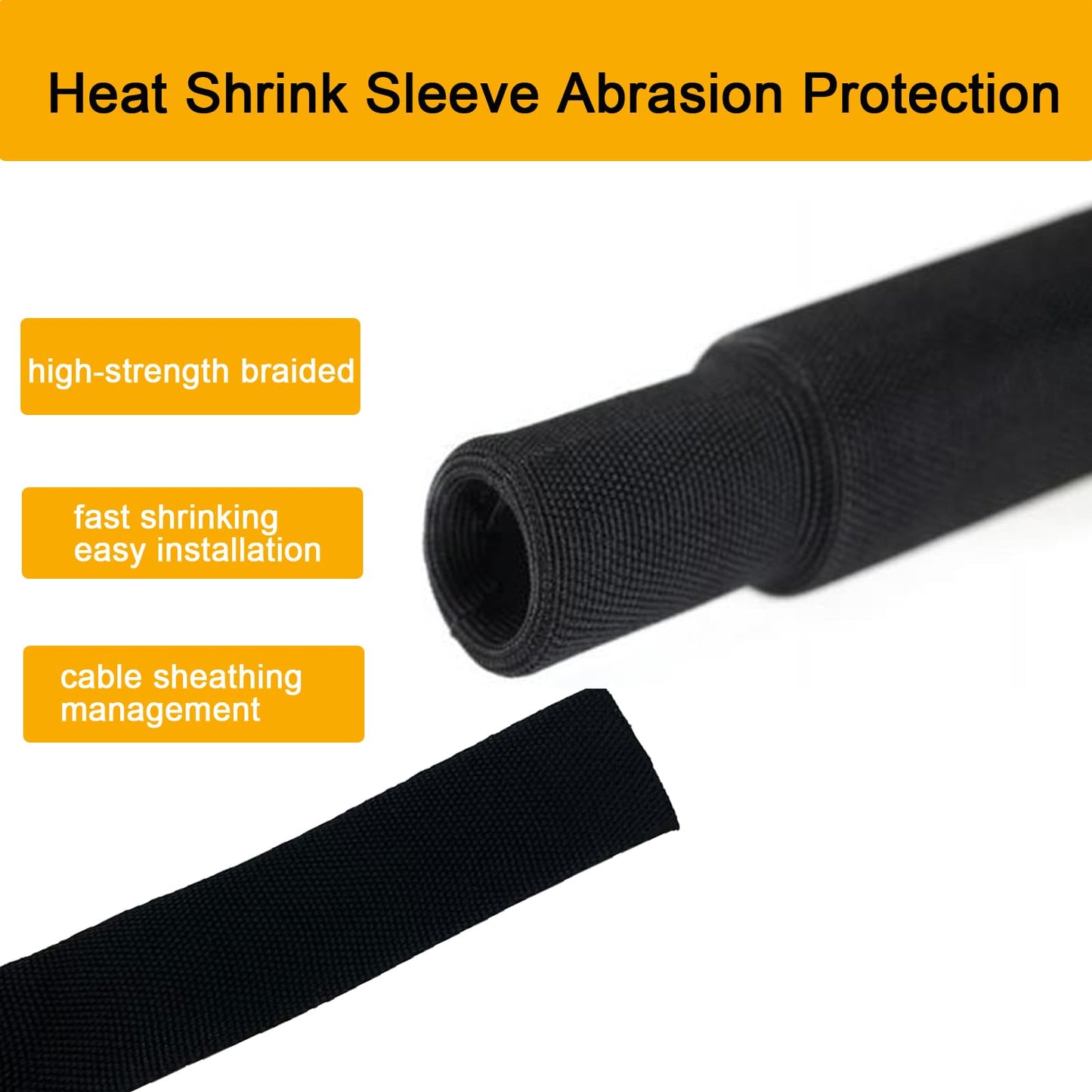 Kokey-xy Heat Shrink Braided Sleeving 2:1 Shrinkable Fabric Cable Sheathing Wire Tubing Management Abrasion Protectors Flexibility 5/8" ID-9FT