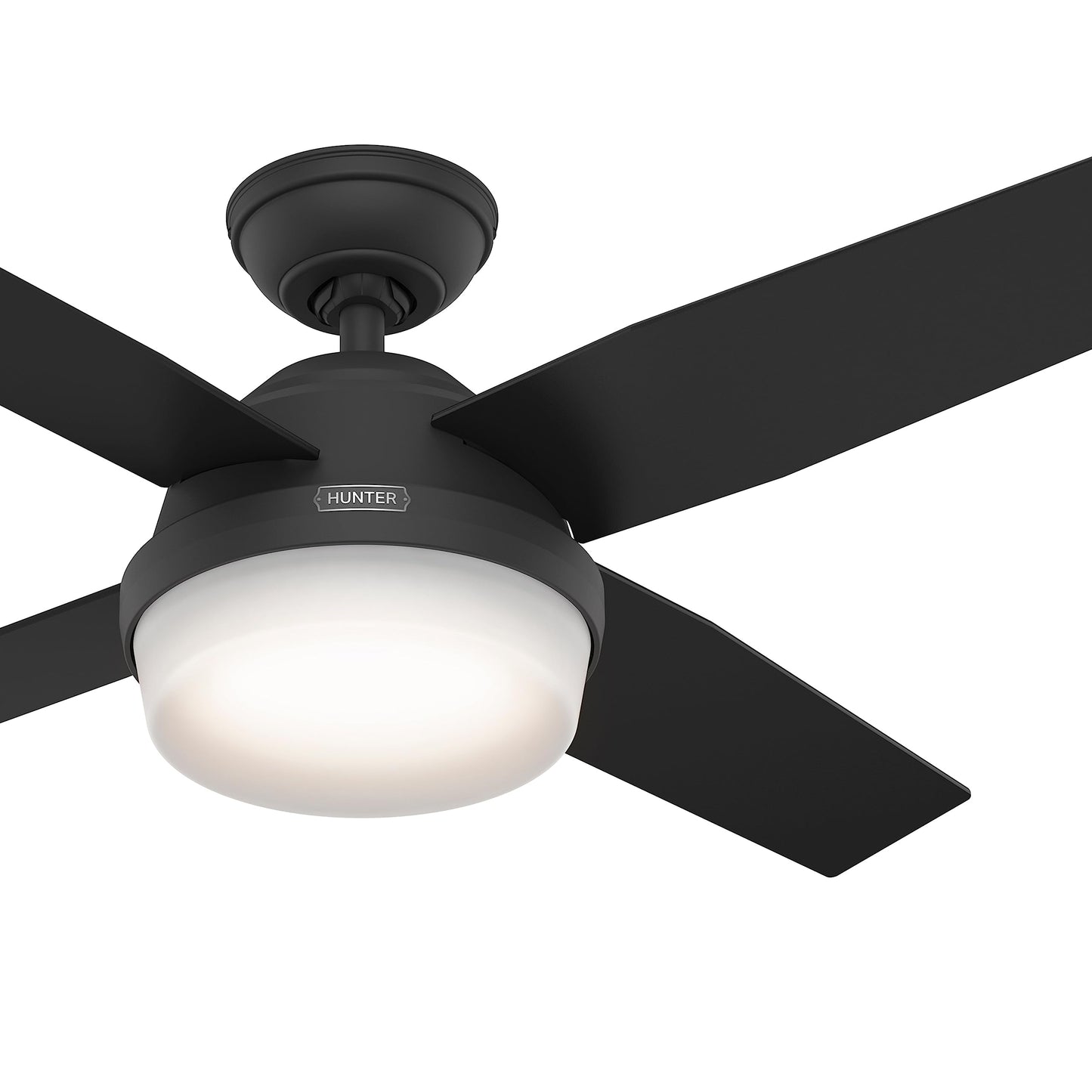 Hunter Fan 44 Inch Matte Black Finish Indoor Ceiling Fan With LED Light Kit and Remote Control (Renewed)